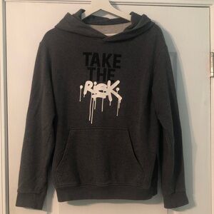 Dark Gray Hoodie with 'Take The Risk' Graphic